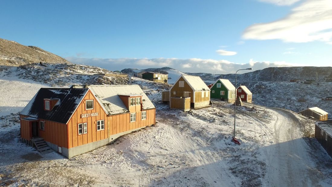 <strong>Isolated location:</strong> This orange guest house in the town of Ittoqqortoormiit in Eastern Greenland could well be the most remote hotel on Earth. 