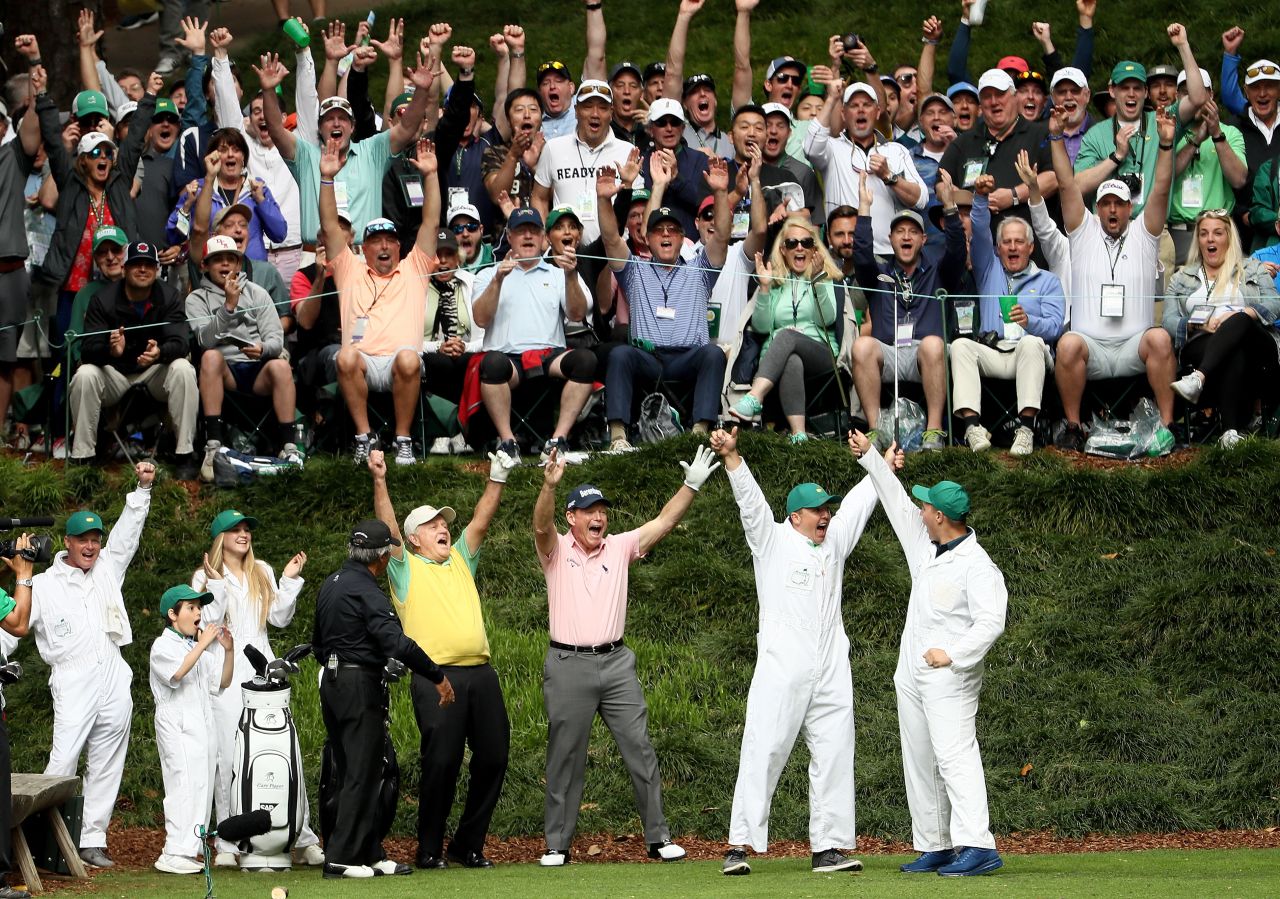The Masters is forward looking but rooted in tradition, such as the pre-tournament Par-3 Contest, in which friends and family members caddie for the players and hit the occasional shot. Jack Nicklaus' grandson Gary made a hole in one last year. Other traditions include the Champions Dinner, in which the holder chooses the menu and hosts the evening on the Tuesday of Masters week