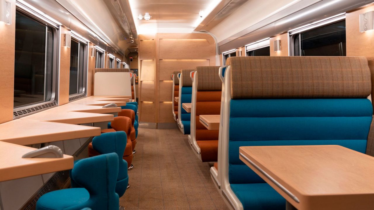 <strong>New train experience</strong>: Come spring, the Caledonian Sleeper intends to hark back to its opulent origins with a revamp of the carriages and services on offer. This image depicts the club car on the new Scottish sleeper train service. 