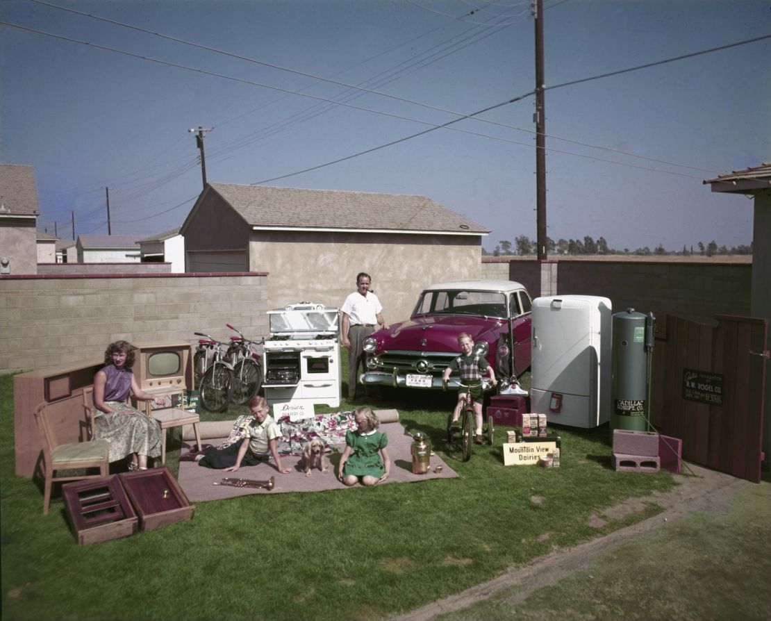 An American family, posing in their yard in Los Angeles in 1952.