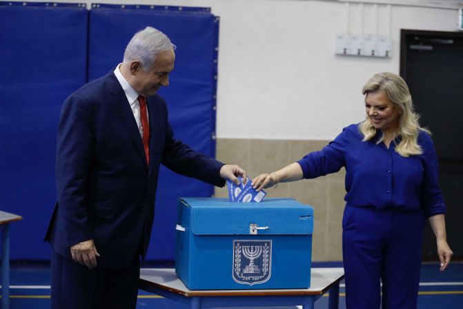 The Netanyahus cast their votes during Israel's parliamentary elections in April 2019. The election <a href="index.php?page=&url=https%3A%2F%2Fedition.cnn.com%2F2019%2F04%2F09%2Fmiddleeast%2Fisrael-elections-explainer-intl%2Findex.html" target="_blank">was seen as a referendum</a> on Netanyahu's long tenure as prime minister.