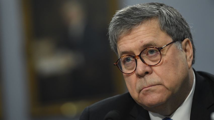 US Attorney General William Barr testifies during a US House Commerce, Justice, Science, and Related Agencies Subcommittee hearing on the Department of Justice Budget Request for Fiscal Year 2020, on Capitol Hill in Washington, DC, April 9, 2019. (Photo by SAUL LOEB / AFP)SAUL LOEB/AFP/Getty Images