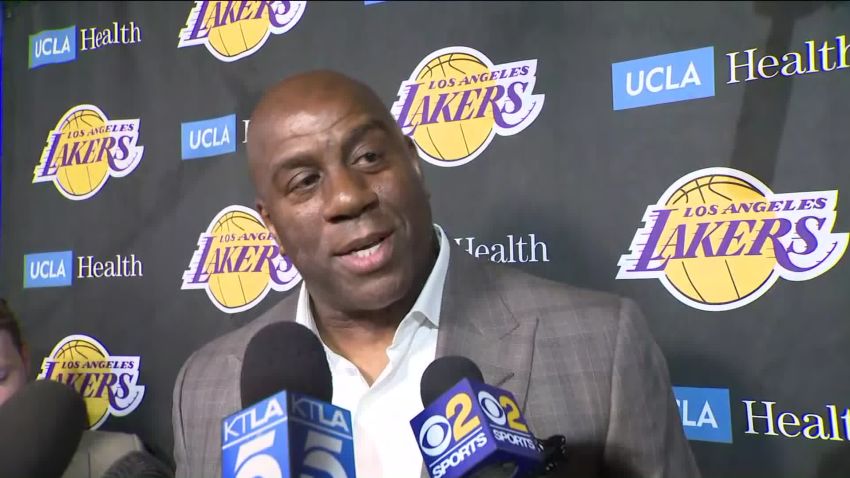 Magic Johnson steps down as Lakers president of basketball operations on Tuesday, April 4, 2019.