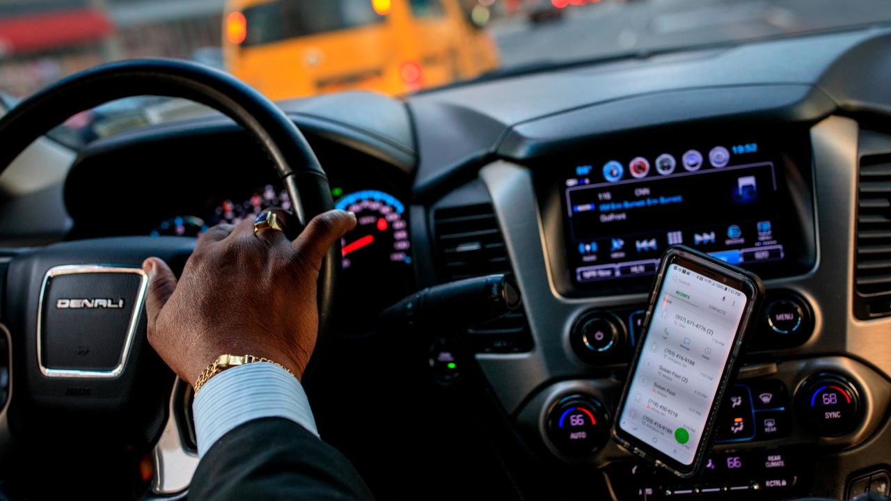 NEW YORK, NY - AUGUST 8: After dropping off passengers at a Broadway play, Johan Nijman, a for-hire driver who runs his own service and also drives for Uber on the side, drives through the West Side of Manhattan on Wednesday evening, August 8, 2018 in New York City. On Wednesday, New York City became the first American city to halt new vehicles for ride-hail services. The legislation passed by the New York City Council will cap the number of for-hire vehicles for one year while the city studies the industry. The move marks a setback for Uber in its largest U.S. market. Nijman, a member of the Independent Drivers Guild who has been driving in various capacities since 1991, says the temporary vehicle cap is a good start but he would like to see the city do more to deal with the over-saturation of vehicles and new drivers. (Photo by Drew Angerer/Getty Images)