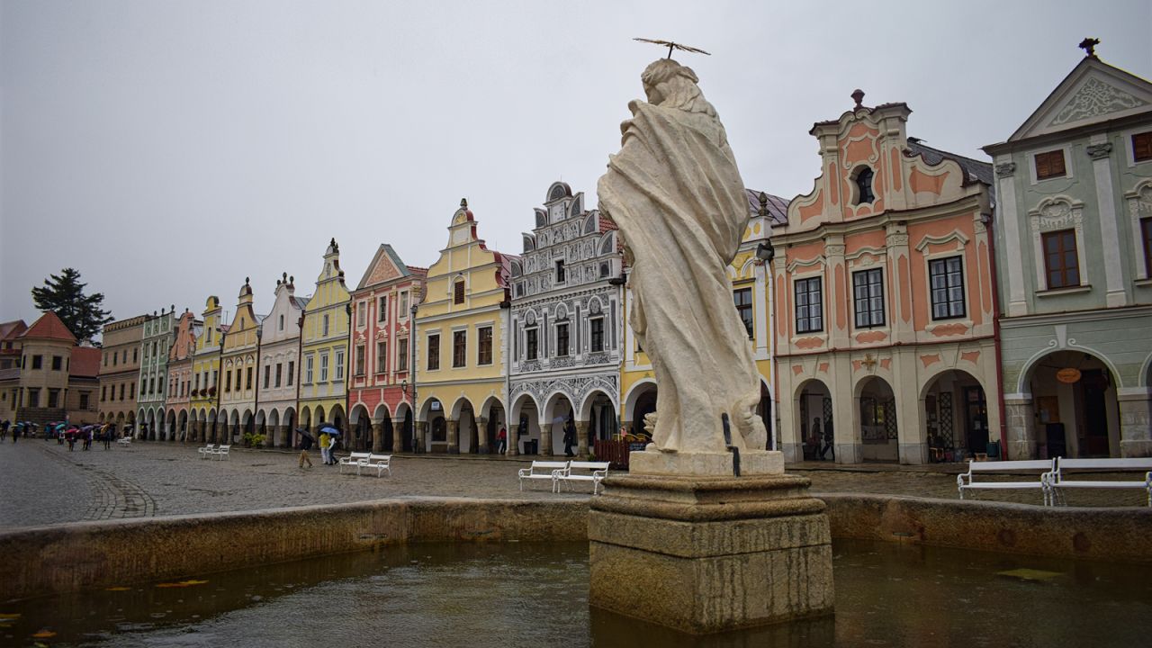 <strong>Telč, Czech Republic:</strong> This UNESCO-protected town is filled with beautifully colored buildings.