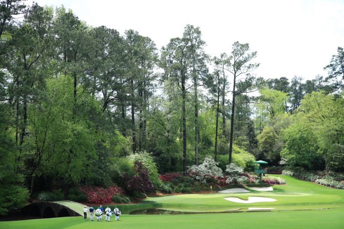 <strong>Augusta National Golf Club:</strong> Hogan Bridge on Augusta National's 12th hole is one of the pristine course's most scenic spots.