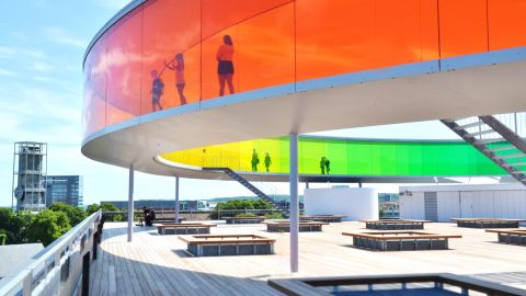 The "Rainbow Panorama" at ARoS Museum is impressive from afar but even cooler from the inside.