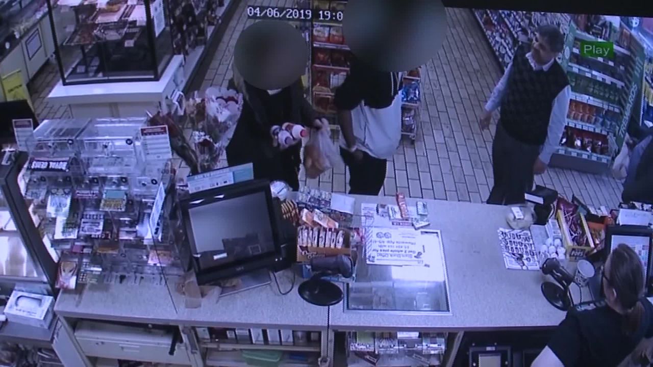 Surveillance video shows 7-Eleven owner Jitendra Singh confronting a shoplifter on Saturday night.
