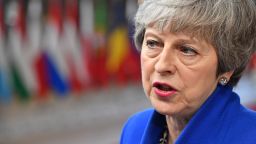 BRUSSELS, BELGIUM - APRIL 10:  Britain's Prime minister Theresa May arrives ahead of a European Council meeting on Brexit at The Europa Building, The European Parliament on April 10, 2019 in Brussels, Belgium. Theresa May formally presents her case to the European Union for a short delay to Brexit until 30 June 2019. The other EU leaders will then then discuss how to respond at a dinner without her. (Photo by Leon Neal/Getty Images)