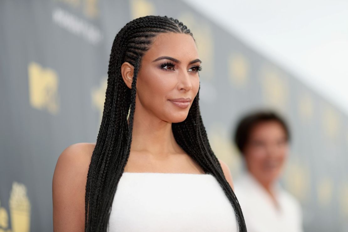 TV personality Kim Kardashian attends the 2018 MTV Movie And TV Awards at Barker Hangar on June 16, 2018 in Santa Monica, California.  