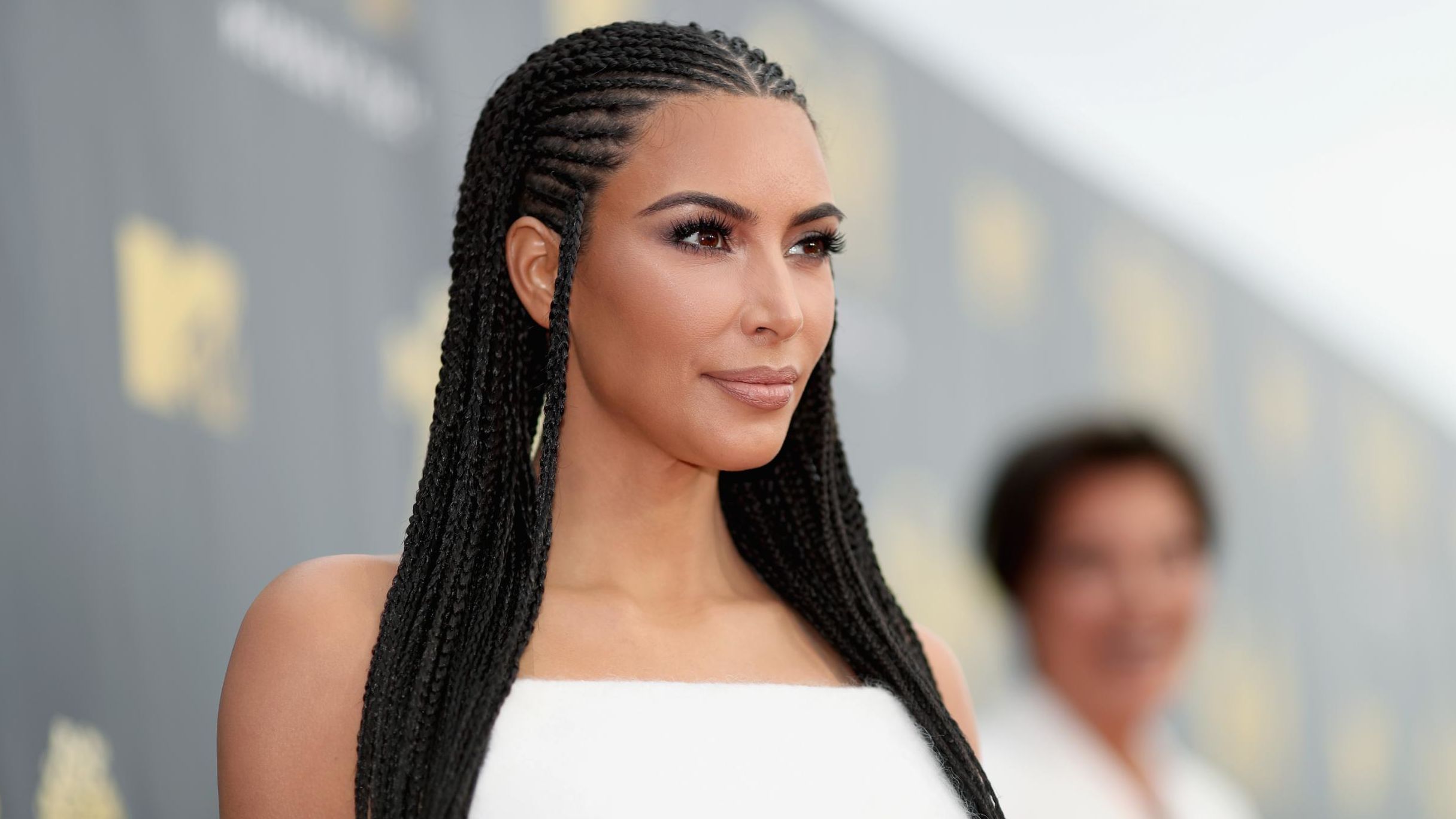 TV personality Kim Kardashian attends the 2018 MTV Movie And TV Awards at Barker Hangar on June 16, 2018 in Santa Monica, California.  