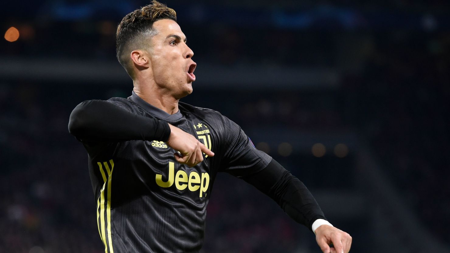 Cristiano Ronaldo celebrates after opening the scoring against Ajax.