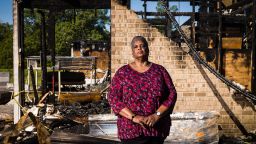 Celina G. Richard, 69, of Opelousas, Louisiana, stands for a portrait outside of the remains of the Greater Union Baptist Church in Opelousas on April 10, 2019. Richard has been a member of the church for 53 years.