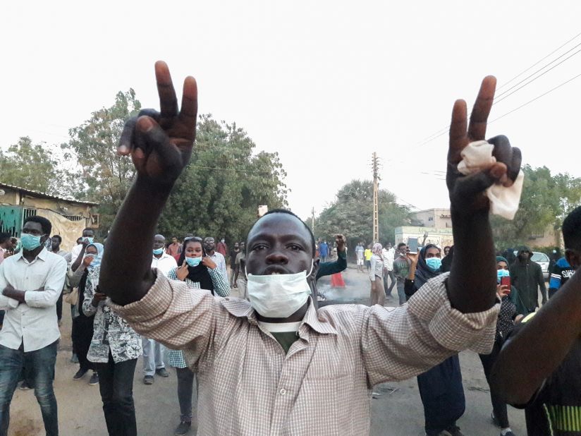 People take part in an anti-government demonstration in Omdurman, Sudan, on January 29.