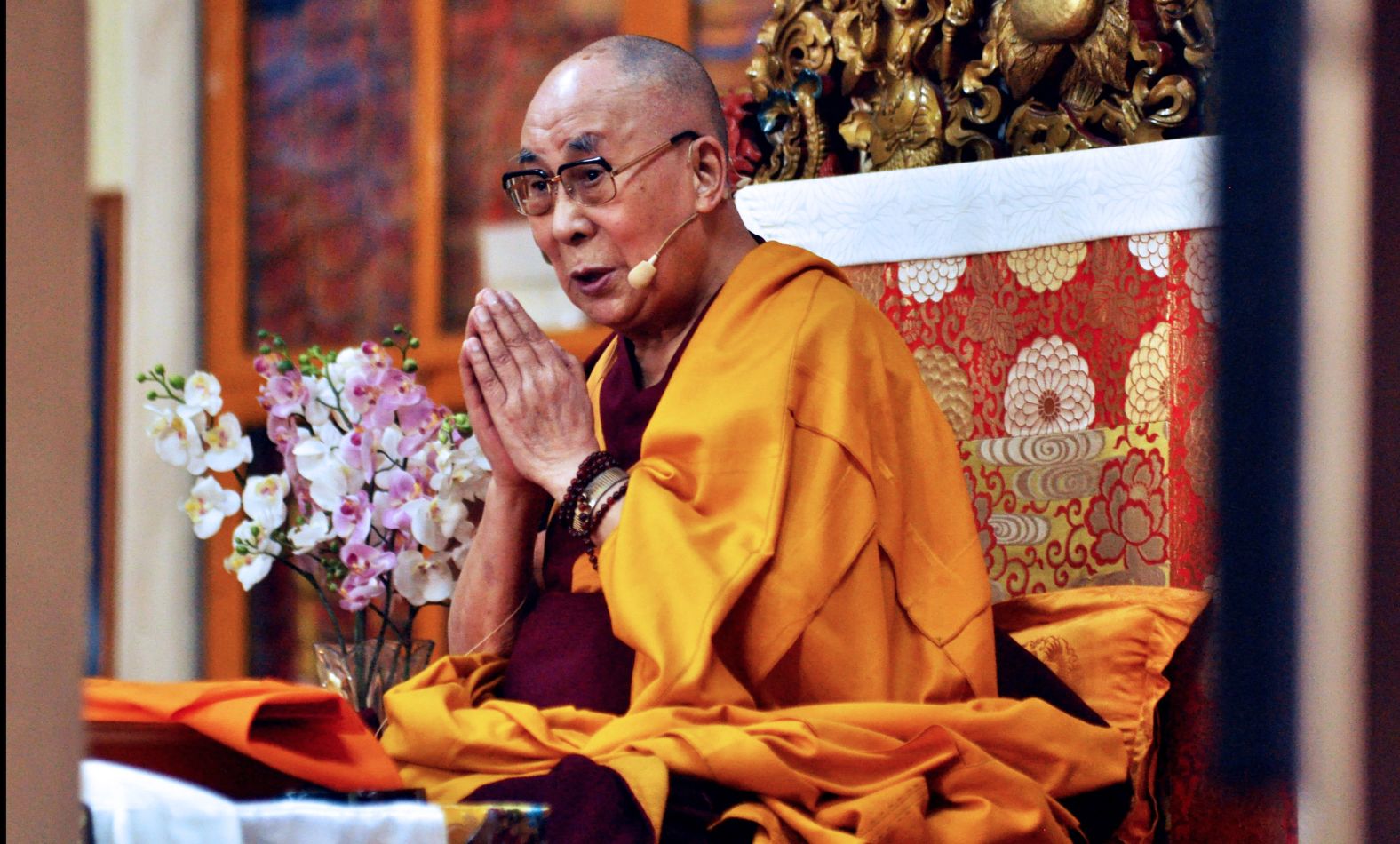 The Dalai Lama speaks at an event in Dharamshala, India, in June 2018.
