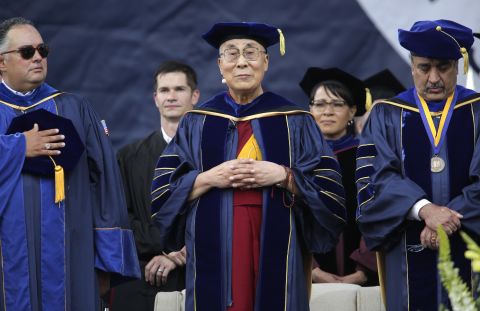 The Dalai Lama attends graduation ceremonies at the University of California-San Diego, where he delivered the commencement address in June 2017.