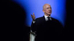 Jeff Bezos, founder and chief executive officer of Amazon.com Inc., speaks during a discussion at the Air Force Association's Air, Space and Cyber Conference in National Harbor, Maryland, U.S., on Wednesday, Sept. 19, 2018. Amazon is considering a plan to open as many as 3,000 new AmazonGo cashierless stores in the next few years, according to people familiar with matter, an aggressive and costly expansion that would threaten convenience chains. Photographer: Andrew Harrer/Bloomberg via Getty Images