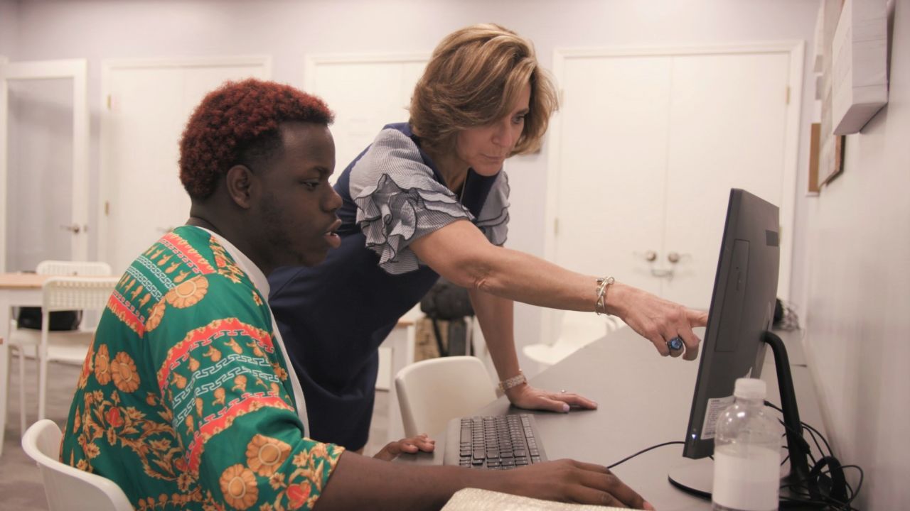 Jahiem Morgan, left, with Vicki Sokolik