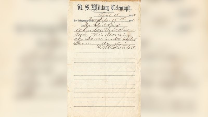 Telegram Announcing President Lincoln’s Death Goes On Auction | CNN