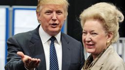 US property tycoon Donald Trump (L) is pictured with his sister Maryanne Trump Barry as they adjourn for lunch during a public inquiry over his plans to build a golf resort near Aberdeen, at the Aberdeen Exhibition & Conference centre, Scotland, on June 10, 2008. 