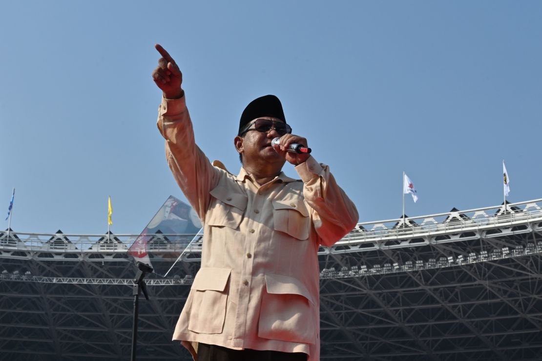 Indonesian presidential candidate Prabowo Subianto during a campaign rally at the Gelora Bung Karno stadium in Jakarta on April 7, 2019. 