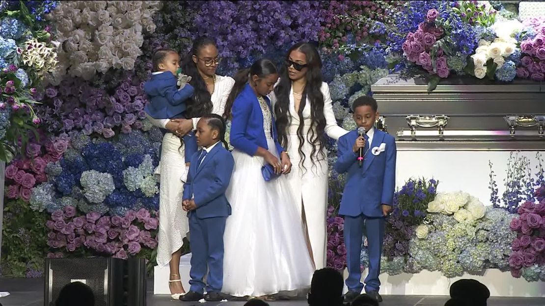 Nipsey Hussle's girlfrend, Lauren London, and their children paid tribute to the beloved rapper. 