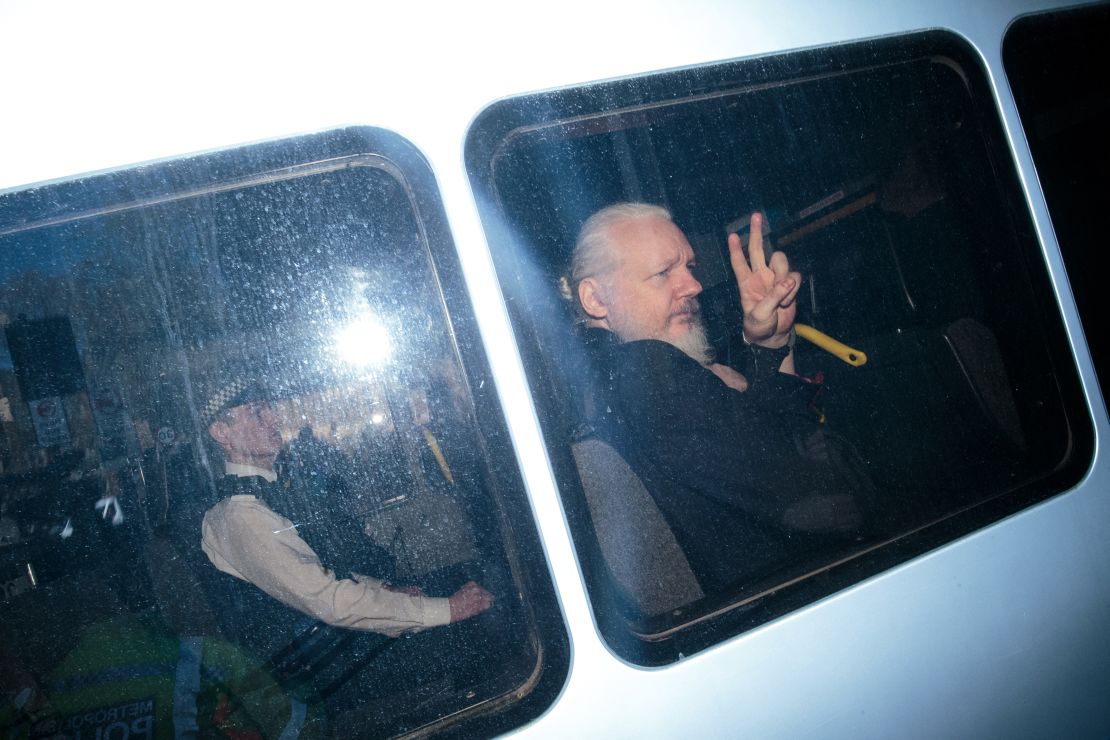 Julian Assange arriving at Westminster Magistrates court on April 11.