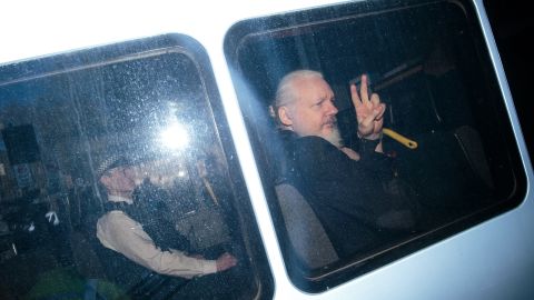 Julian Assange arriving at Westminster Magistrates court on April 11.