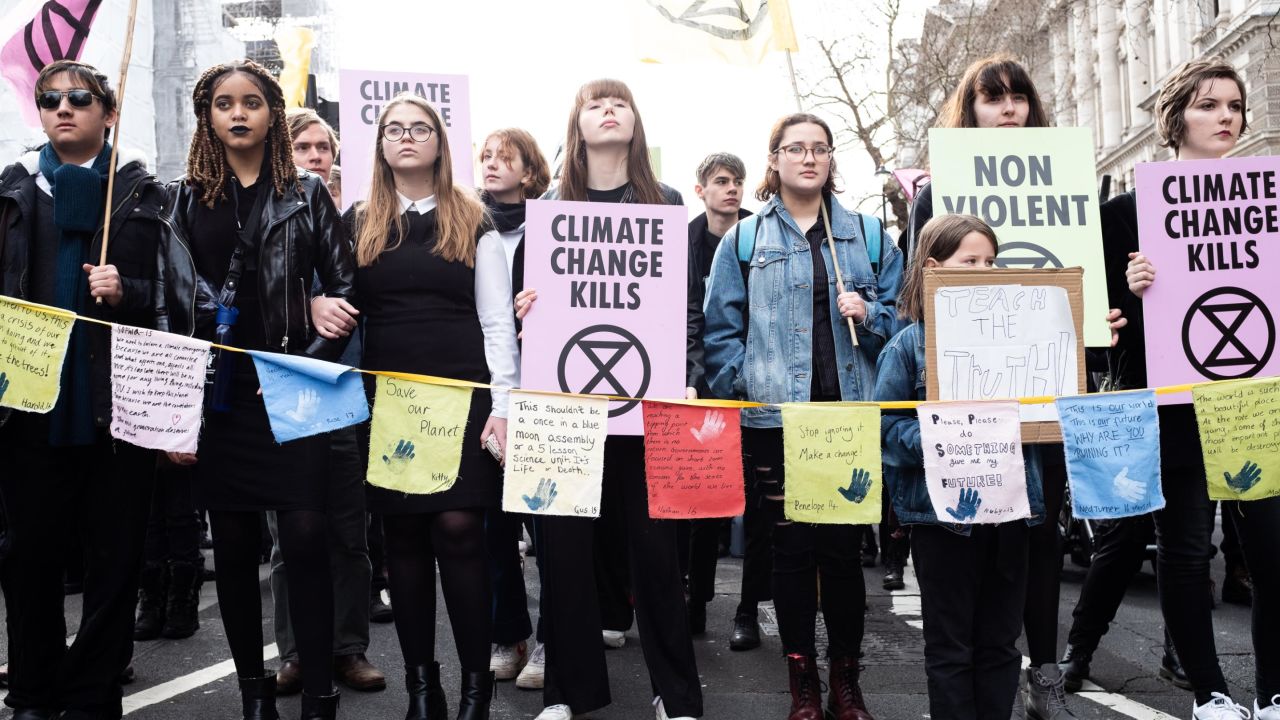 Pictured, a protest outside Downing Street, March 2019.