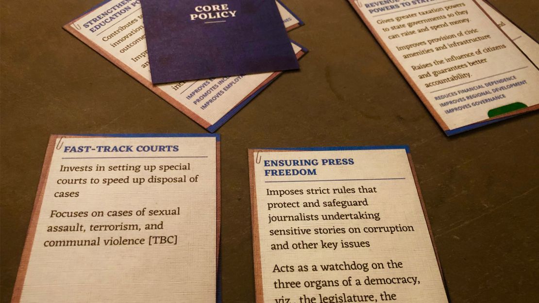 Players choose a number of policy cards that will form the foundation of their manifesto.