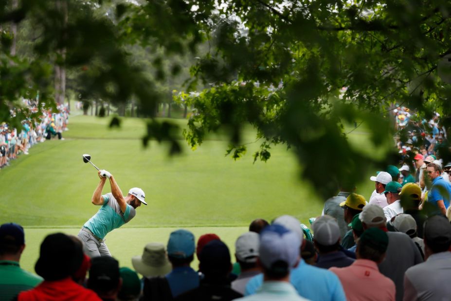 World No.2 Dustin Johnson was in a group on six under alongside Woods at the halfway stage.