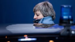 TOPSHOT - British Prime Minister Theresa May leaves a European Council meeting on Brexit at The Europa Building at The European Parliament in Brussels on April 11, 2019. - European leaders agreed with Britain on Thursday to delay Brexit by up to six months, saving the continent from what could have been a chaotic no-deal departure at the end of the week. The deal struck during late night talks in Brussels means that if London remains in the EU after May 22, British voters will have to take part in European elections. (Photo by KENZO TRIBOUILLARD / AFP)        (Photo credit should read KENZO TRIBOUILLARD/AFP/Getty Images)