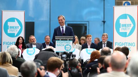 Nigel Farage speaks at the launch of the Brexit Party in Coventry, England.