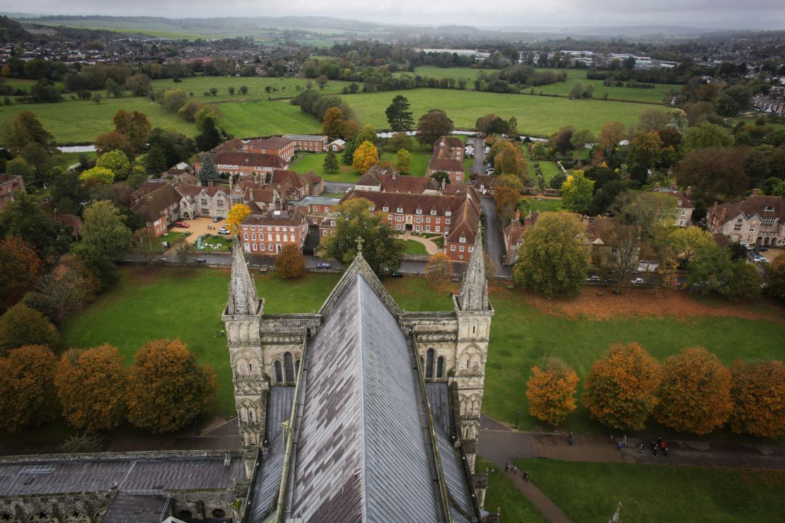 Salisbury, seen from the spire of the city's cathedral.
