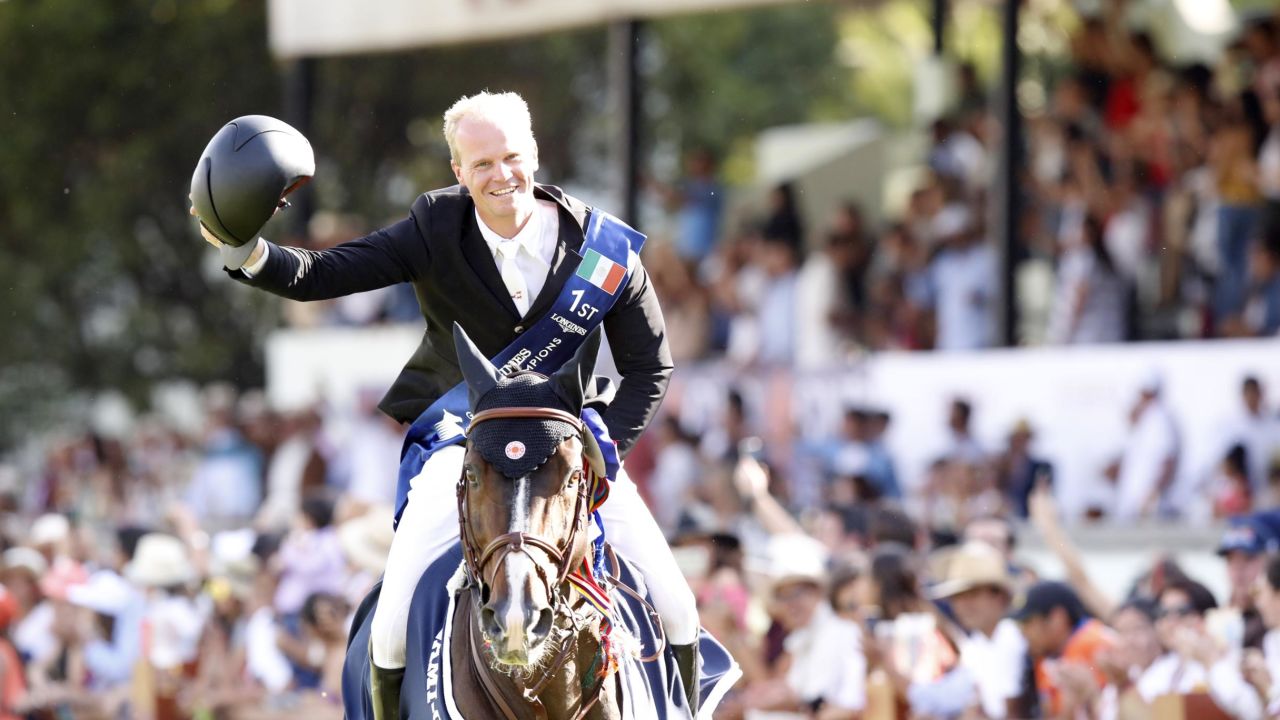 Jerome Guery  and Quel Homme de Hus celebrate their first LGCT victory.