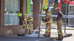 Firemen wash away bloodstains after a security guard was shot dead with another man fighting for his life after a drive-by shooting outside a popular Melbourne nightclub on April 14, 2019. - Police said four men -- three security guards and a patron waiting to get in -- were shot outside the venue in the trendy inner-city suburb of Prahran amid a spate of gun violence in Australia's second-largest city. (Photo by William WEST / AFP)        (Photo credit should read WILLIAM WEST/AFP/Getty Images)