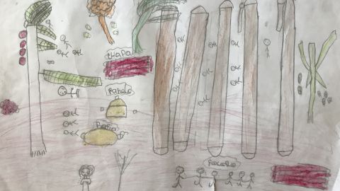 Eleven-year-old Ines drew what her home looked like after the cyclone.