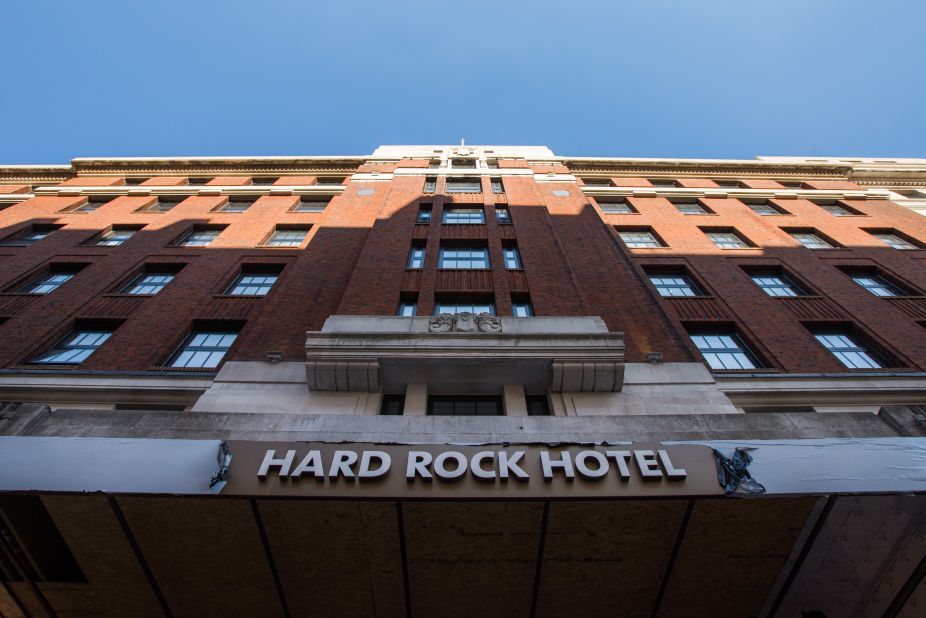 <strong>Coming soon:</strong> The new Hard Rock Hotel's sign is partially revealed in central London. 