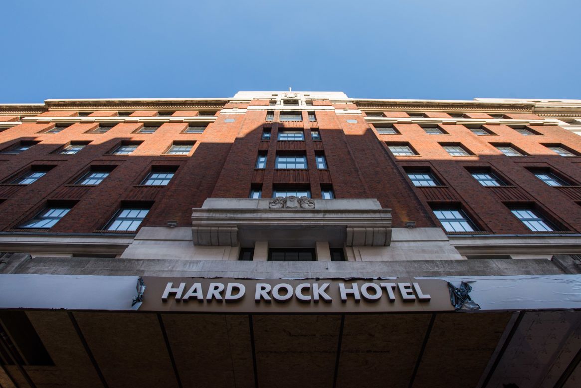 <strong>Coming soon:</strong> The new Hard Rock Hotel's sign is partially revealed in central London. 