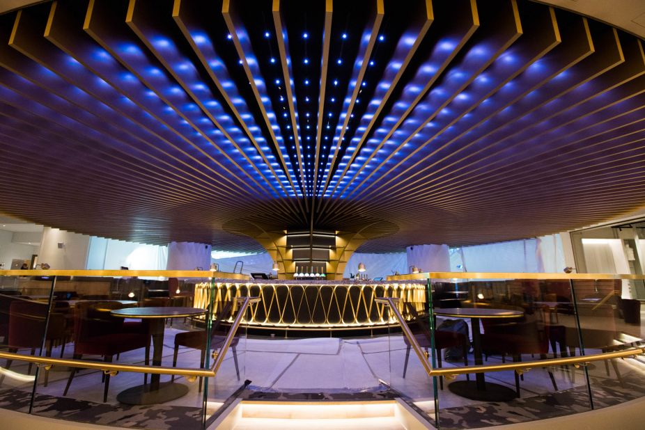 <strong>GMT Bar:</strong> A futuristic-looking hotel bar takes center stage on the ground floor at London's new Hard Rock Hotel.