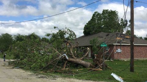 A storm that struck Franklin, Texas, yanked trees out of the ground.