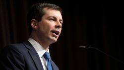 Democratic Presidential candidate Pete Buttigieg speaks during a gathering of the National Action Network April 4, 2019 in New York. - The National Action Network is a not-for-profit, civil rights organization founded by the Reverend Al Sharpton. (Photo by Don Emmert / AFP)        (Photo credit should read DON EMMERT/AFP/Getty Images)
