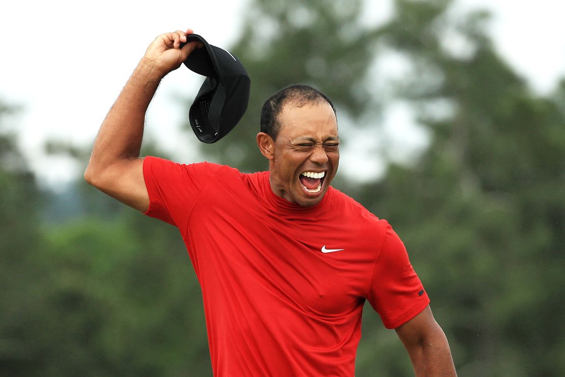 Tiger Woods sparked scenes of thunderous celebration on the 18th green.
