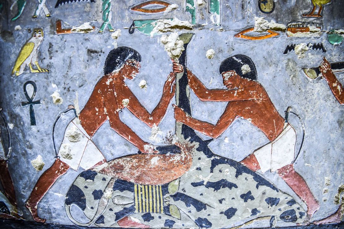 A picture shows the inside of the tomb of ancient Egyptian nobleman "Khewi" at the Saqqara necropolis, about 35 kilometres south of Cairo.