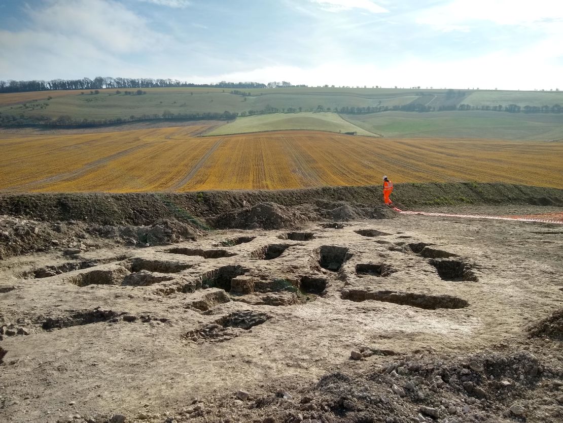 The dig site, near Letcombe Bassett in Oxfordshire, England.