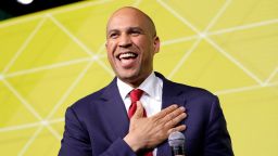U.S. Senator Cory Booker (D-NJ) greets the audience at the United States Conference of Mayors winter meeting in Washington, U.S., January 24, 2019.