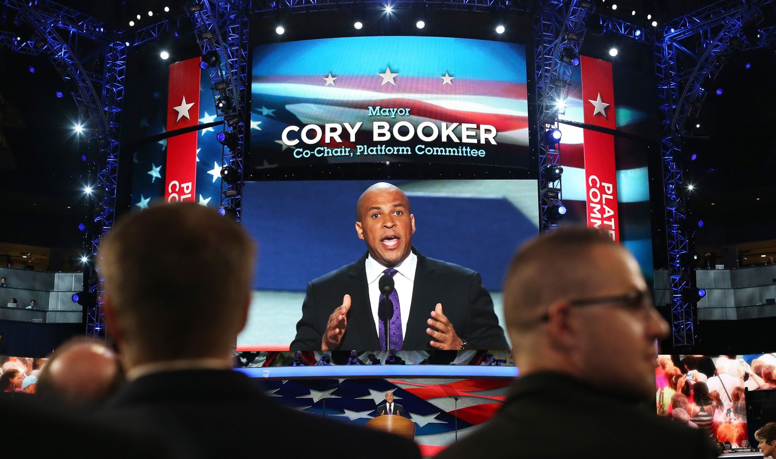 Booker speaks at the Democratic National Convention in September 2012.