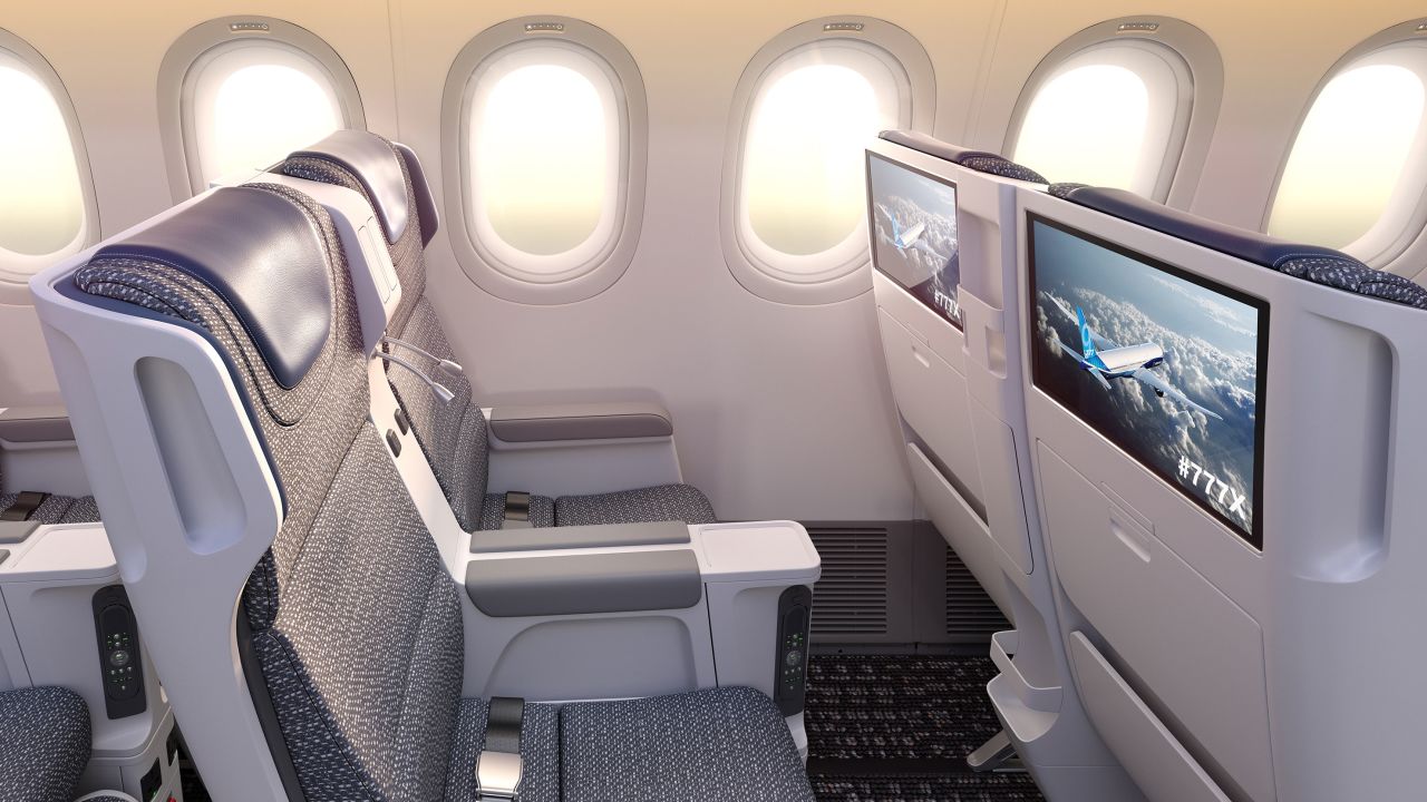 <strong>Outside connection</strong>: Each passenger cabin is four inches wider than the 777 and the idea is that everyone can see the windows, which have been moved up the fuselage. 