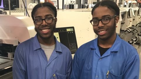 Deontae, left, and Deontre Wright. The identical twins are the top two students in their Ohio high school.