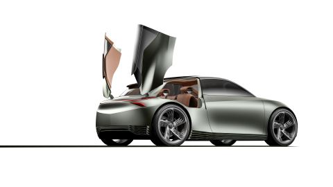 The rear cargo area is accessed through doors in the side.